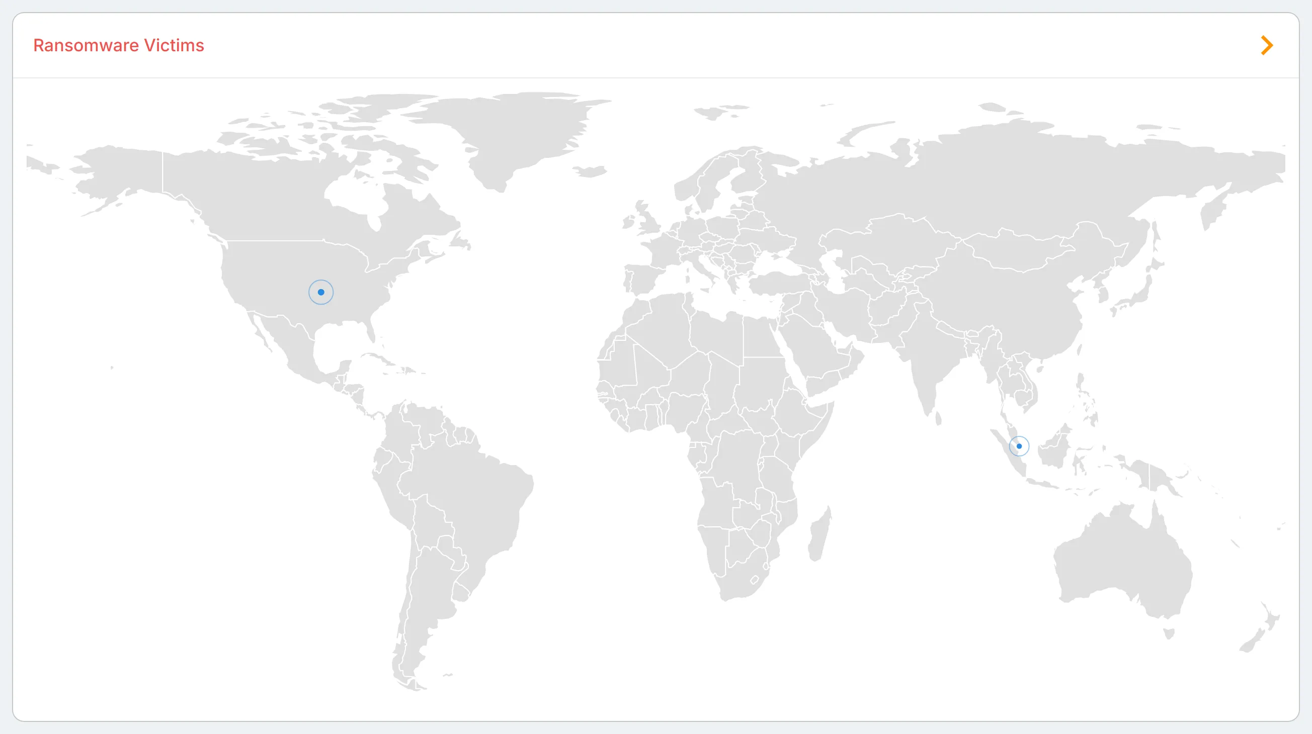 The "Ransomware Victims" world map, with a circle on each country where victims were named, larger where there are more.